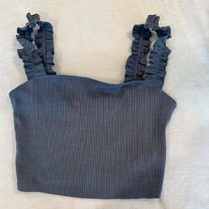 Blue Sunday best ruffle tank top